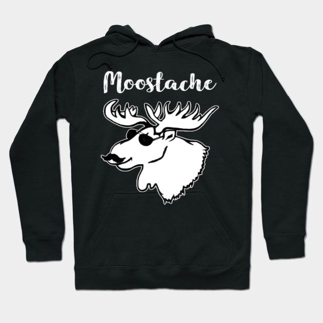 Moose-stache Funny Moose Mustache With Sunglasses Graphic Design Hoodie by Jozka